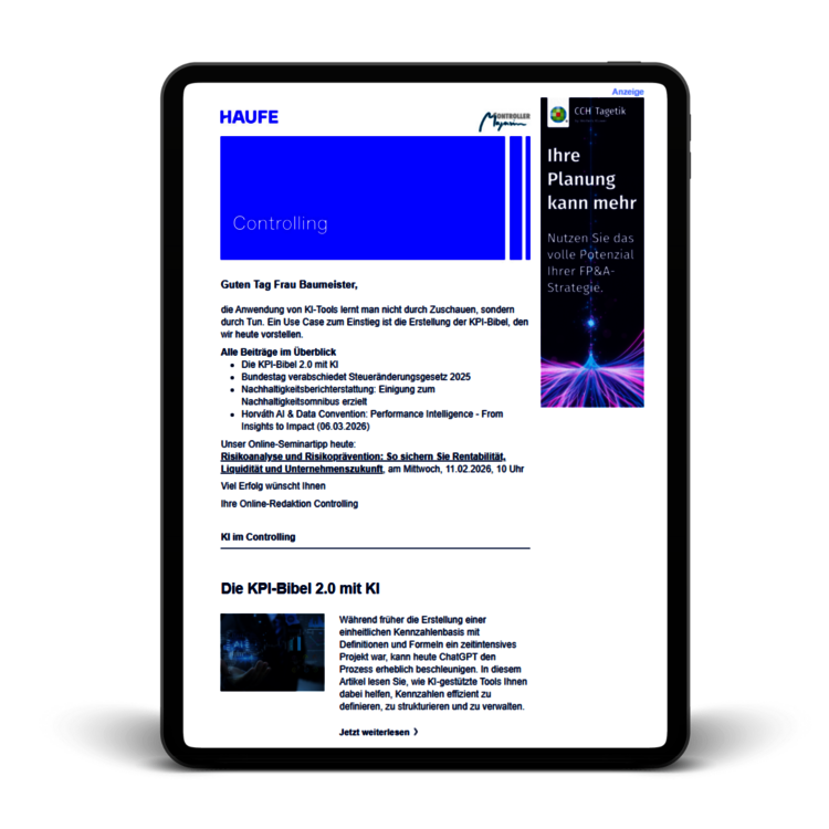 Landing Page Newsletter Bfh Controlling