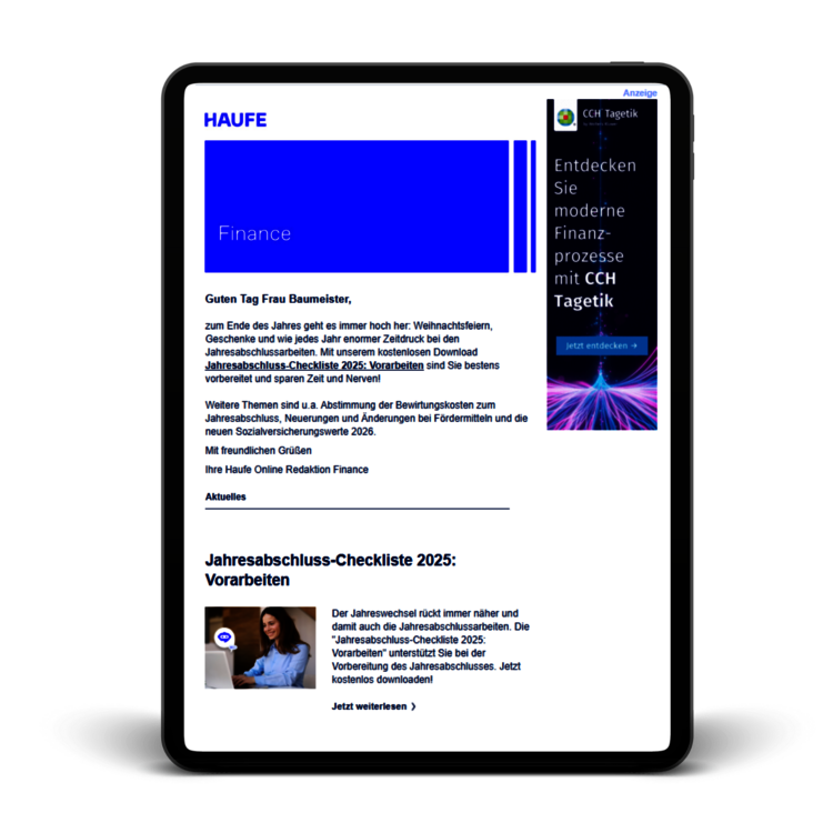 Landing Page Newsletter Finance